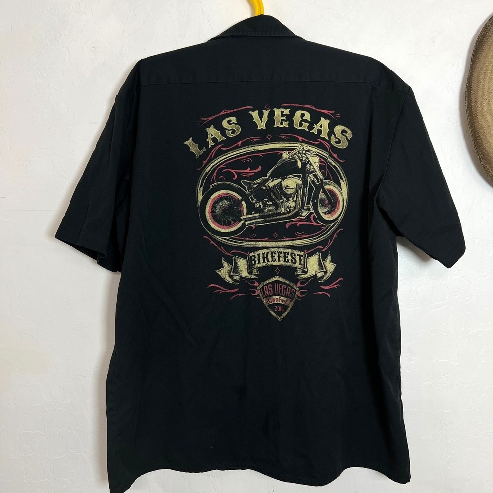 Dickies Las Vegas BikeFest 2016 Shirt Mens XL Black Short Sleeve Work Motorcycle